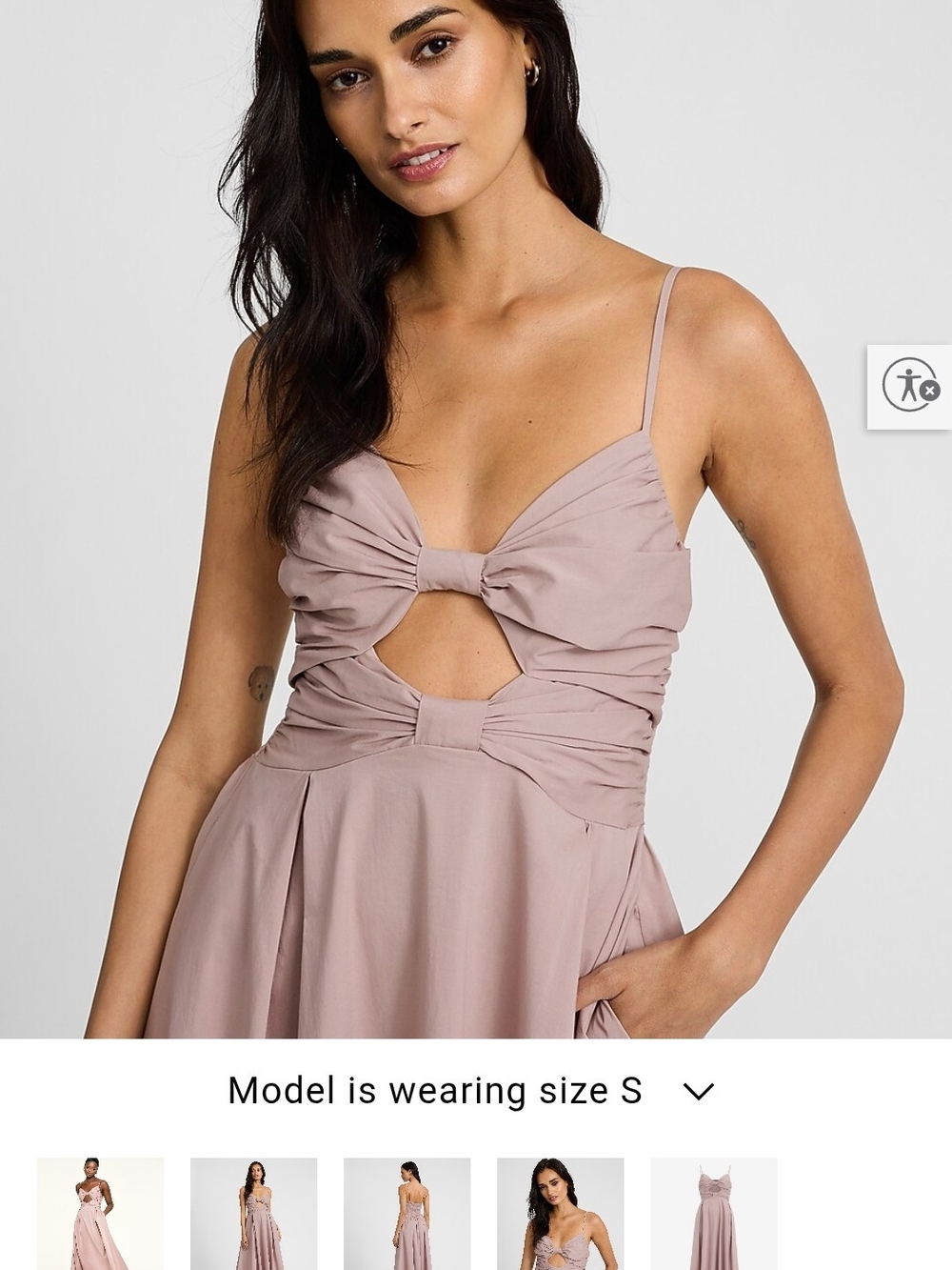 NWT Express Midi Blush Pink Sleeveless Bow Cut Out Midi Dress Spaghetti Strap - Picture 2 of 5